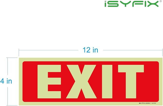 iSYFIX Exit Glow in the Dark Sign Stickers – 12 Pack 12x4 Inch – - Image 8
