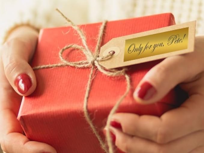 Epson LABELWORKS 218BMETGPX Genuine PET (Polyester) Tape Cartridge - Black on Metallic Gold Designer Craft Label Maker Tape - 3/4" (18MM) Wide, 30'-DeskLoop Office