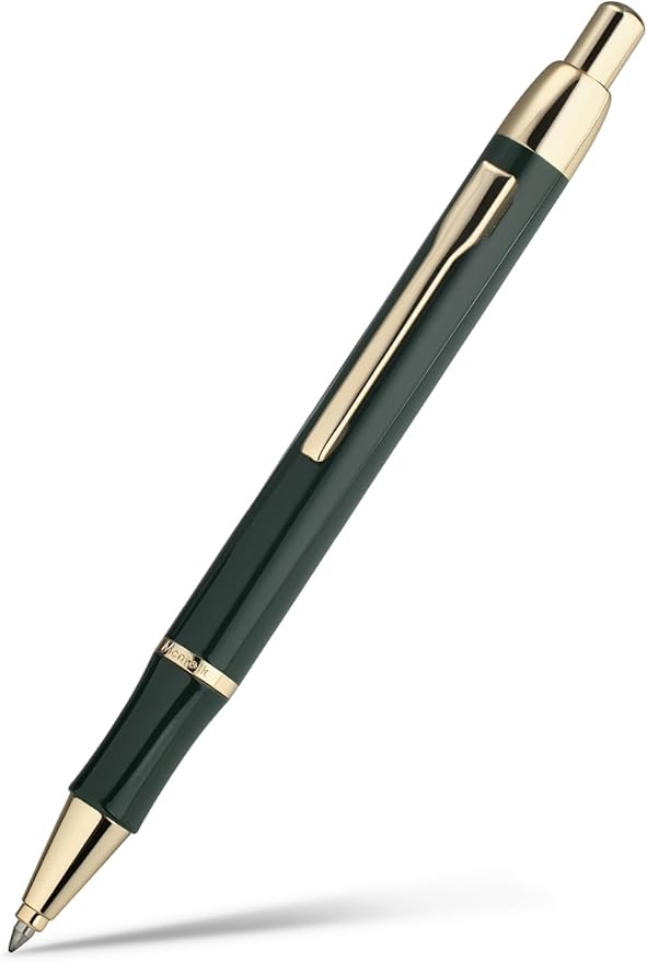 Green lacquer Gel Pen With 24K Gold Finish, Retractable, Gift Pen Set, Black Ink Refill, Professional, Elegant, Writing, Executive, Nice Fancy Designer Pens, Perfect for Men and Women-DeskLoop Office