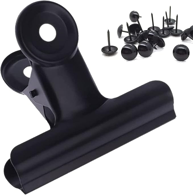 Bulldog Clips with Hole for Push-pin, Paper File Clips with Strong Spring - Image 2