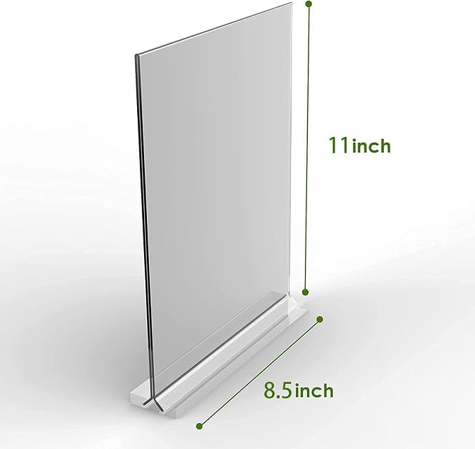 KOOLDE Acrylic Sign Holder 8.5x11 Inches 2 Pack T Shape Desktop Display Stand - Image 7
