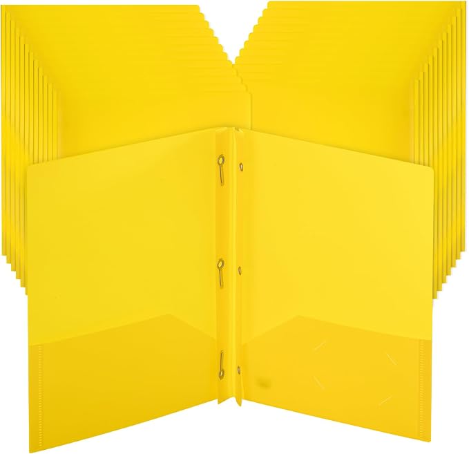 Mr. Pen- Plastic Folders with Pockets and Prongs, 24 Pack, Letter Size | Yellow by MrPen