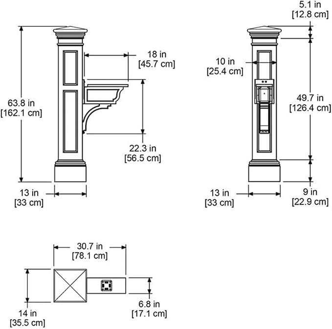 Pemberly Row Weatherproof Plastic Mail Post, 64 in x 14 in x 31 in, - Image 4