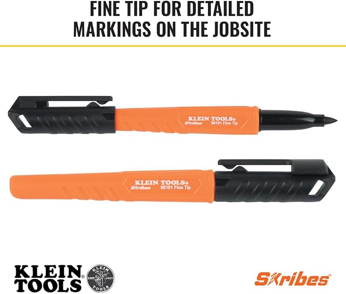 KLEIN TOOLS 861014 Skribes Fine Tip Permanent Markers, Hard Hat Clip, Dry and - Image 3