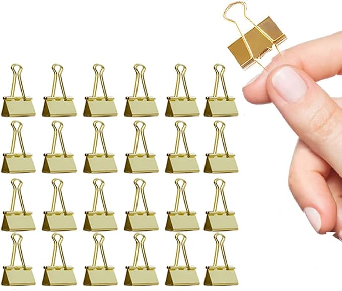 Medium Binder Clips Width 1.25 Inch Capacity 0.6 Inch Gold 24 PCS, Binder Clips - Image 8
