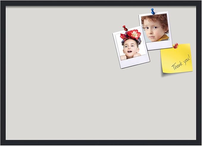 PinPix 34x24 Inch Cork Bulletin Board. This Decorative Framed Pin Board Comes with Light Stone Design and a Satin Black Frame. Ideal for Home Office Decor or Message Board (PinPix-1809)-DeskLoop Office