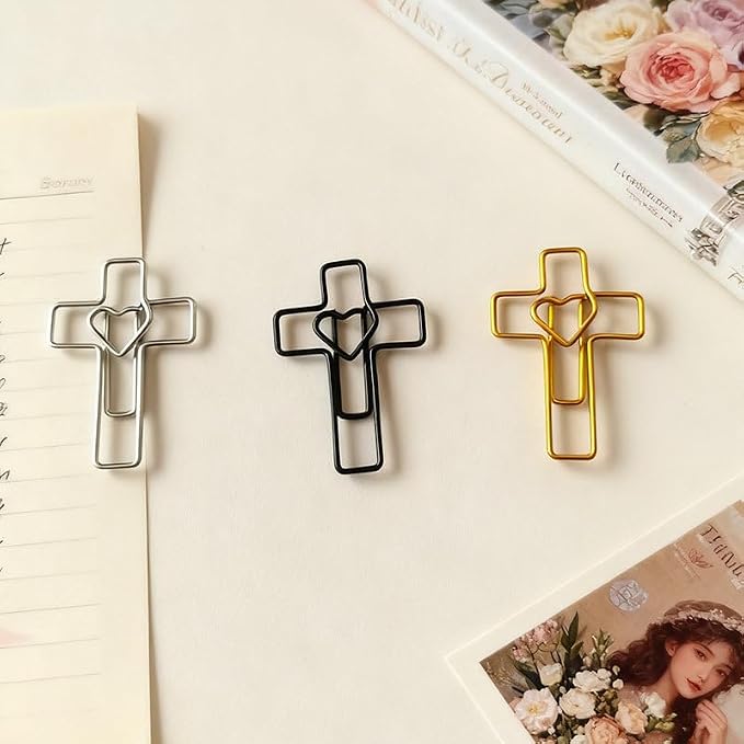60PCS Black Heart Cross Paper Clips - Image 4