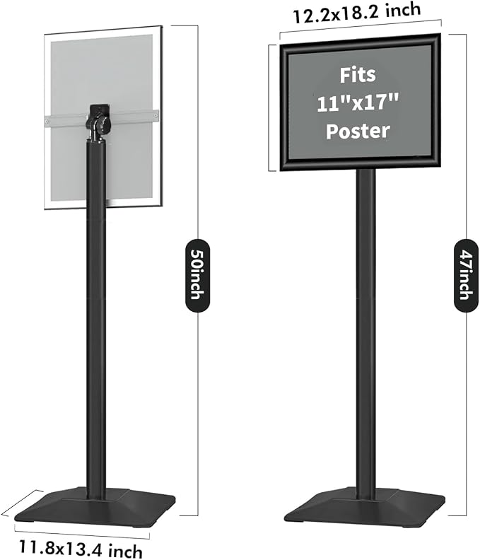 INNOVSIGN Heavy Duty Adjustable Pedestal Poster Sign Stand, 11x17 Aluminum Open - Image 6