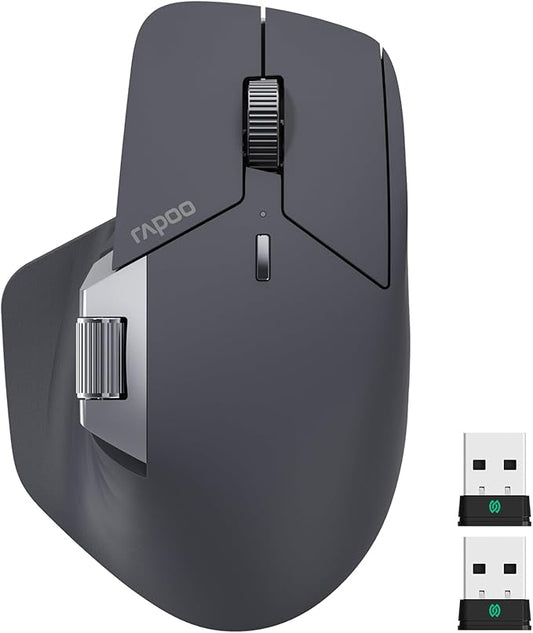 Rapoo MT760 PRO Wireless Mouse, NearLink + Bluetooth 5.0 Multi-Device, 12K DPI, 2K Polling, Ergo for Work & Gaming, 11 Programmable Buttons, On-Board Memory, Quiet Clicks, USB-C, 120 Days Battery Life-DeskLoop Office