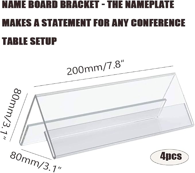 4 PACK Name Plate Holders Acrylic - Image 2