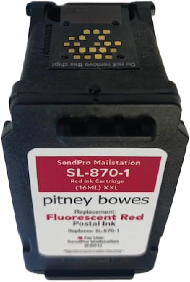AMERICAN MAILING SOLUTIONS INC. | 2-Pack | PB SL-870-1 (*16ML) XXL Red Ink Cartridge Replacement for The PB SendPro Mailstation Series Postage Meter (CSD1)-DeskLoop Office