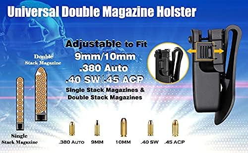 Double Magazine Holster, Universal Magazine Pouch, 9mm/40/45/10mm/380 Mag - Image 3