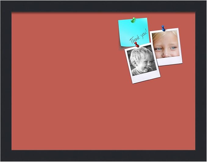 PinPix 16x12 Inch Cork Bulletin Board. This Decorative Framed Pin Board Comes with Crimson Pastel Design and a Satin Black Frame. Ideal for Home Office Decor or Message Board (PinPix-1807)-DeskLoop Office