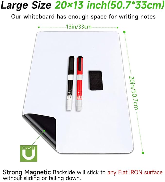 Magnetic Dry Erase Board Fridge White Board Sheet 20x13 inch, Flexible Large - Image 5
