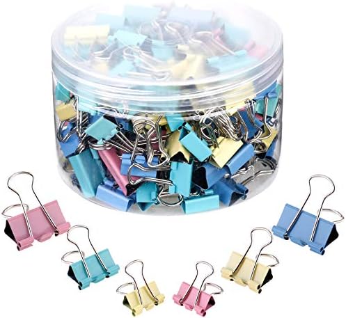 TecUnite 150 Pcs Binder Clips Assorted Sizes Pastel Paper Clamps Clips Large by TecUnite