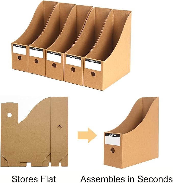 Foldable Desk File Holder Organizer Sturdy Cardboard Magazine Storage Box - Image 3