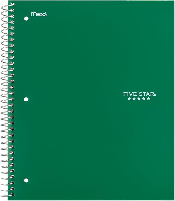 Five Star Spiral Notebook 3 Subject Wide Ruled | Forest Green | 150 Sheets | - Image 8