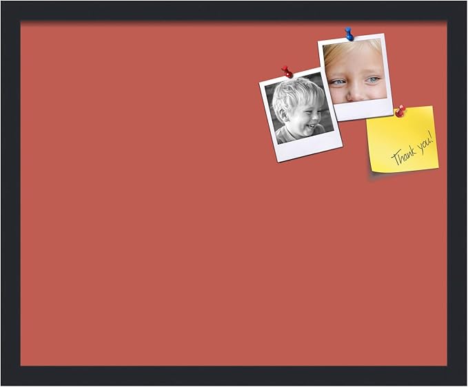 PinPix 21x17 Inch Cork Bulletin Board. This Decorative Framed Pin Board Comes with Crimson Pastel Design and a Satin Black Frame. Ideal for Home Office Decor or Message Board (PinPix-1807)-DeskLoop Office