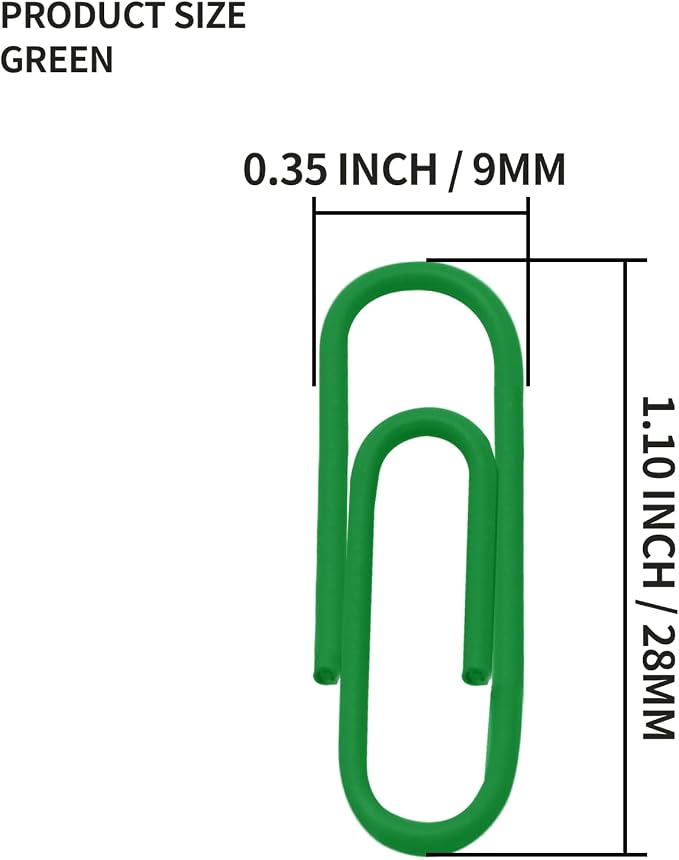 200 Pack Green Paper Clips Small Paper Clips, 1.1 Inch / 28mm Metal Paper Clips - Image 3