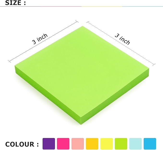 Eastern Wolf 8 Pads Sticky Notes 3x3 Self-Stick Notes 8 Bright Multi Colors Purple Sticky Notes, 85 Sheet/Pad-DeskLoop Office