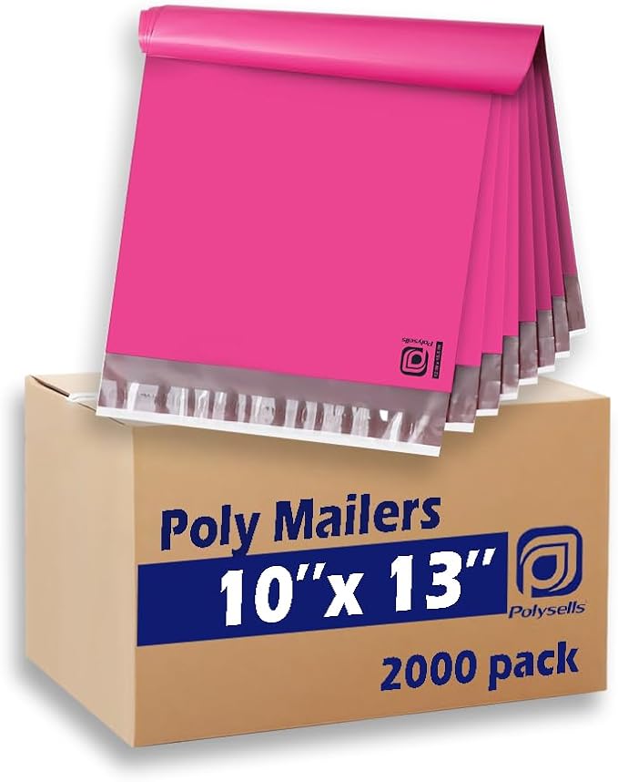 POLYSELLS 2000 pcs 10x13 Inches Pink Poly Mailers Shipping Envelopes, Strong by POLYSELLS