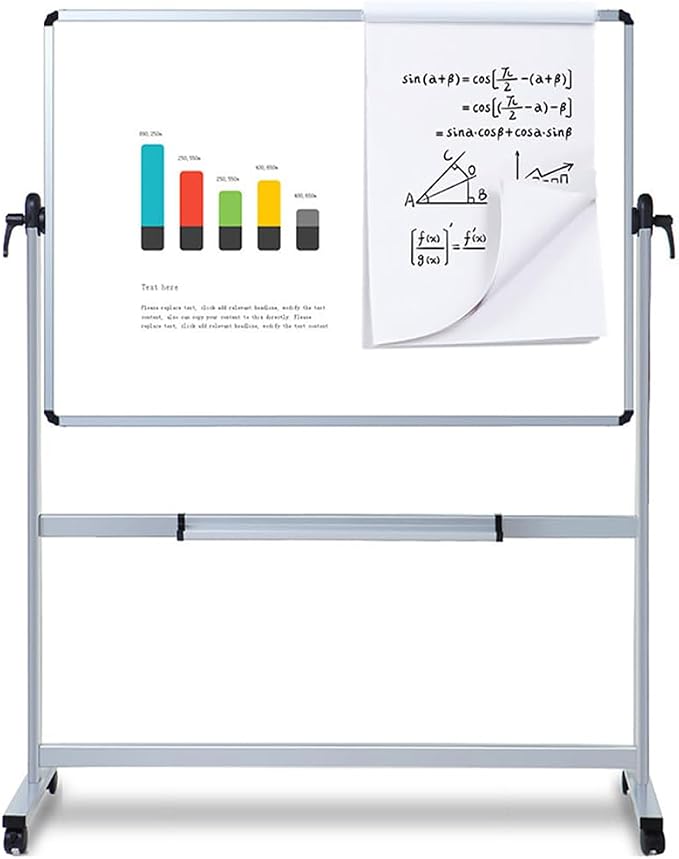 VIZ-PRO Double-Sided Magnetic Mobile Whiteboard, 72 x 40 Inches, Rolling Dry - Image 2