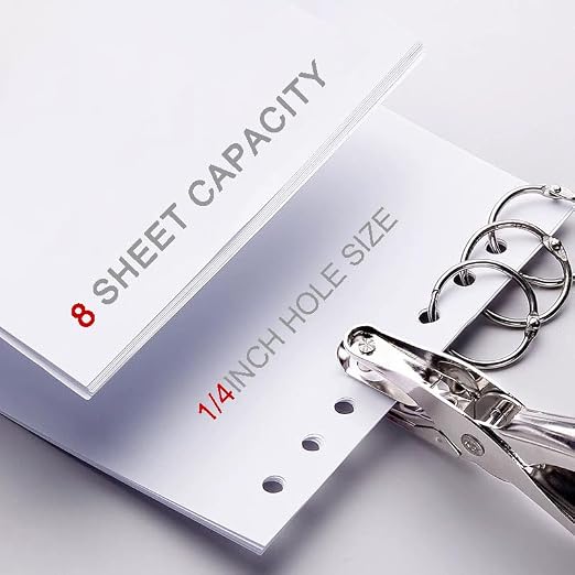 2 Pack Single Hole Punch with 20 Pcs Binder Rings, 1/4 Inch One Hole Paper - Image 5