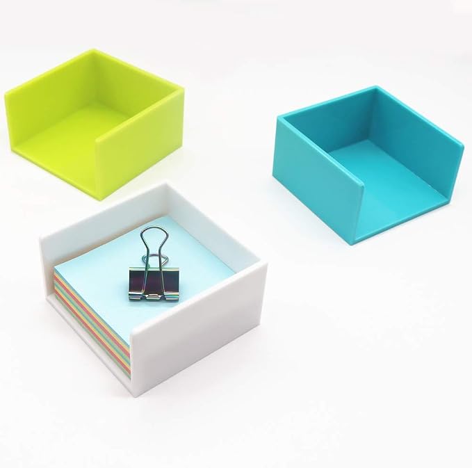 White Memo Holder 3 x 3 PS Notepad Organizer Sticky Notes Cube Holder - Image 8