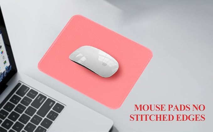 Mouse Pads, Light Pink Standard Mouse Pads, Office and Gaming, Stitched Edges - Image 9