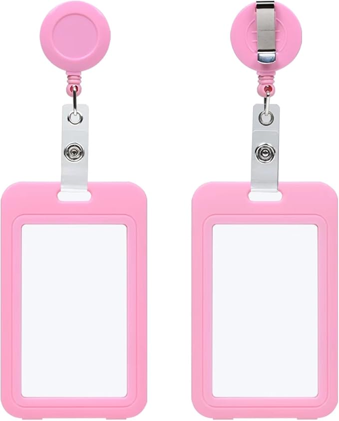 Pink Clear Double Sided Visualization Window Vertical Badge Holders by happyhbt