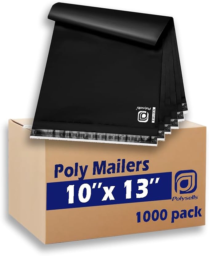 POLYSELLS 1000 pcs 10x13 Inches Black Poly Mailers Shipping Envelopes, Strong by POLYSELLS