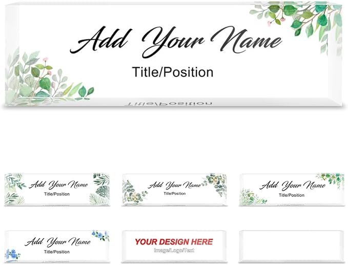 Custom Name Plate for Desk Personalized Acrylic Blocks Customizable Logo Name by OHAJPAK