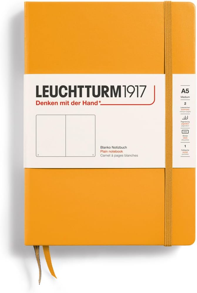 LEUCHTTURM1917 - Notebook Hardcover Medium A5-251 Numbered Pages for Writing and Journaling (Rising Sun, Plain)-DeskLoop Office