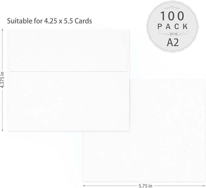 A2 White Envelopes Self Seal 100 Pack, Goefun 4.375 x 5.75 Printable Invitation - Image 2