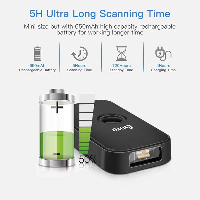 Eyoyo Mini 1D Bluetooth Barcode Scanner, 3-in-1 Bluetooth & USB Wired & 2.4G Wireless Barcode Reader Portable Bar Code Scanning Work with Windows, Android, iOS, Tablets or Computers-DeskLoop Office
