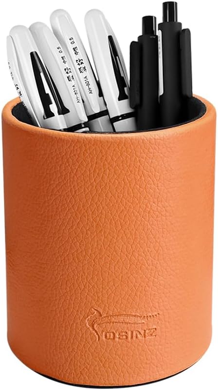 Pen Pencil Holder Cup Container PU Leather Desk Organizer Stand Decor Brush by Fosinz