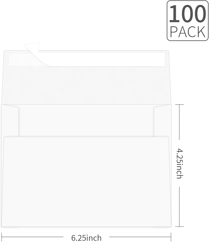 4x6 Envelopes For Invitation A4 Envelope white, 100 pack 4x6 card Envelopes - Image 2