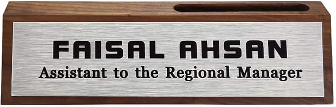 Personalized Business Desk Name Plate with Card Holder Custom Desk Nameplate Support Adding Logo 2" x 8"-DeskLoop Office