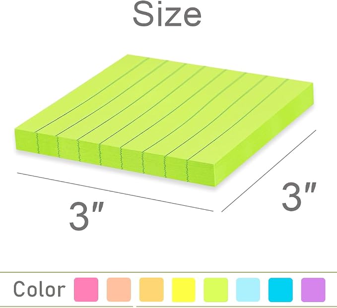 Sticky Notes 3x3 Inches, Bright Colors Self-Stick Pads - Image 3