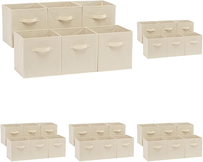 Amazon Basics Collapsible Fabric Storage Cubes Organizer by AmazonBasics