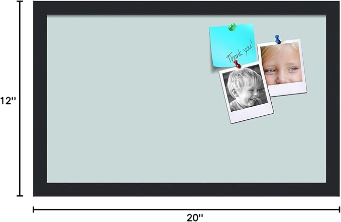 PinPix 20x12 Inch Cork Bulletin Board. This Decorative Framed Pin Board Comes with Soft Blue Design and a Satin Black Frame. Ideal for Home Office Decor or Message Board (PinPix-1814)-DeskLoop Office