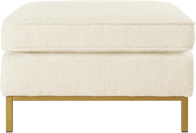 24KF Large Square Couch Ottoman for Living Room, Upholstered Teddy Fabric Padded Cushion Ottoman Table,Large Foot Rest,5088-Teddy Cream-DeskLoop Office