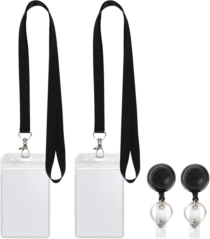 2Pack Black Lanyards, Retractable Badge Reel - Image 2