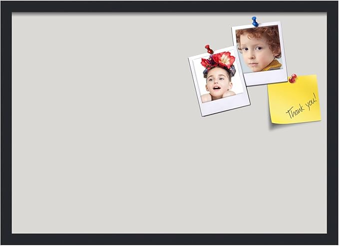 PinPix 27x19 Inch Cork Bulletin Board. This Decorative Framed Pin Board Comes with Light Stone Design and a Satin Black Frame. Ideal for Home Office Decor or Message Board (PinPix-1809)-DeskLoop Office