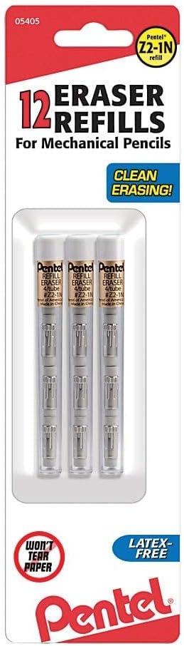 Pentel 399683 Refill Erasers White 12/Pack by PentelofAmerica