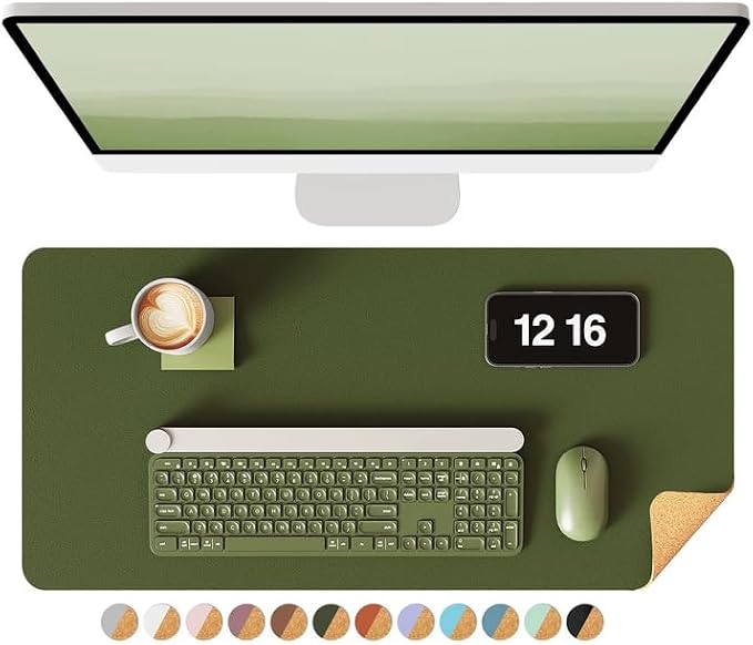 YSAGi Double-Sided Desk Mat, Eco Cork Desk Protector, Large Mouse Pad, by YSAGi