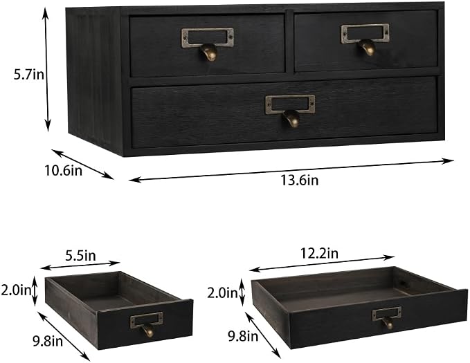 Wooden Storage Box Apothecary Drawers Vintage Wooden Box Wood Desktop Organizer - Image 3
