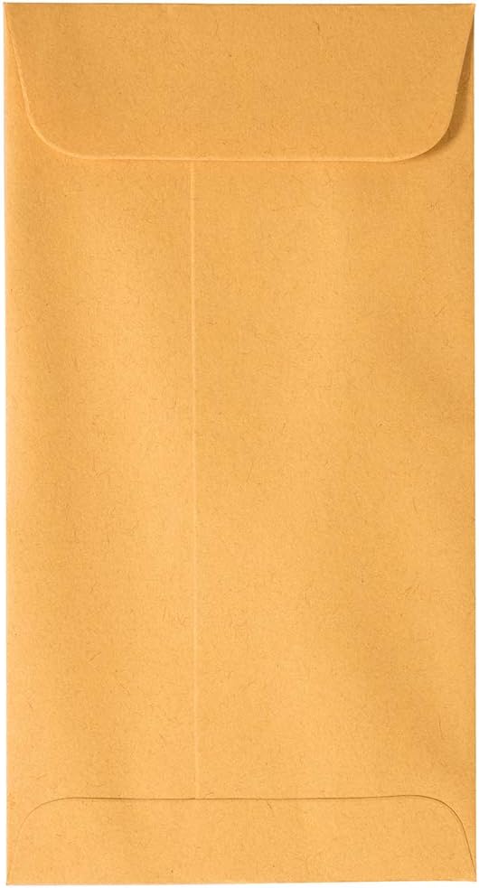 JAM PAPER #7 Coin Business Envelopes with Peel and Seal Closure - 3 1/2 x 6 1/2 - Brown Kraft Manila - 100/Pack
