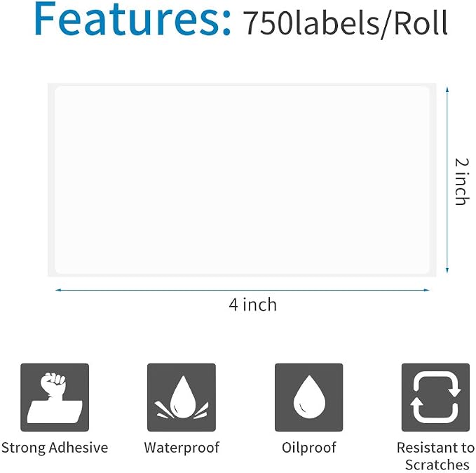 Essential 4"X2" Direct Thermal Barcode Labels, Shipping Labels, 750 Labels of - Image 2