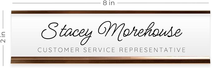 Personalized Black And White Script Desk Plate / 8" x 2" Custom Office Desk - Image 5